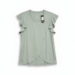 NWT Kindred Bravely Light Green Ruffled Sleeve Top XL